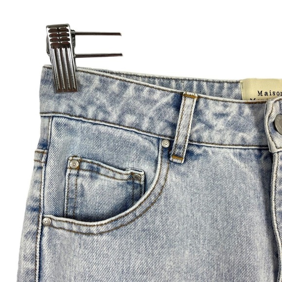 Maison Marguerite Light Wash High Rise Waist Rigid Denim Wide Leg Jeans Size M - Picture 3 of 16